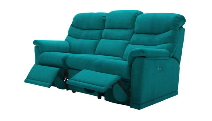 G Plan Malvern Fabric 3 Seater Sofa 3 Cushions Power Double Recliner
