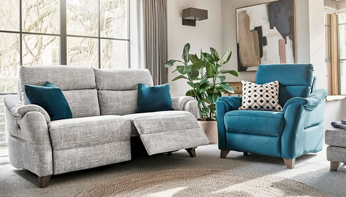 G Plan Hurst Fabric Small Sofa Manual Double Recliner