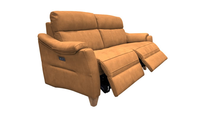 G Plan Hurst Leather Large Sofa Manual Double Recliner