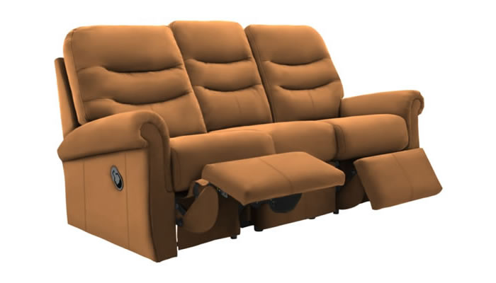 G Plan Holmes Leather 3 Seater Sofa Power Double Recliner