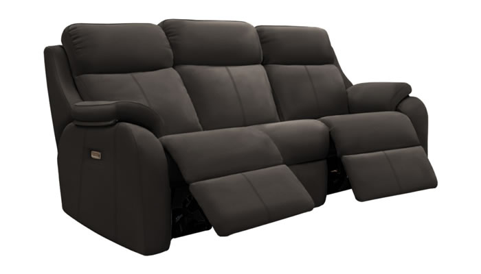 G Plan Kingsbury Leather 3 Seater Curved Sofa Power Double Recliner USB