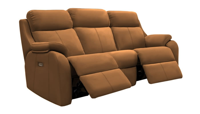 G Plan Kingsbury Leather 3 Seater Curved Sofa Power DBL Recliner