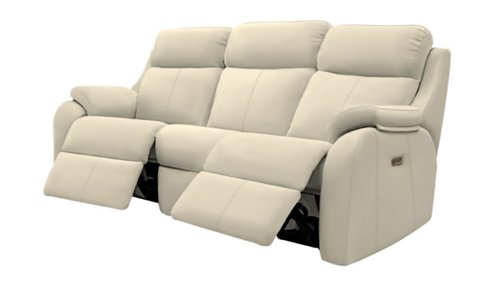 G Plan Kingsbury Leather 3 Seater Curved Sofa Power Double Recliver Headrest Lumbar USB