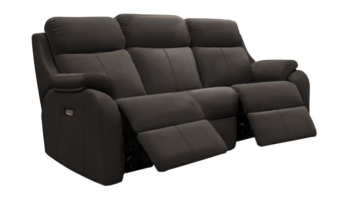G Plan Kingsbury Leather 3 Seater Curved Sofa Power DBL Recliner Headrest Lumbar