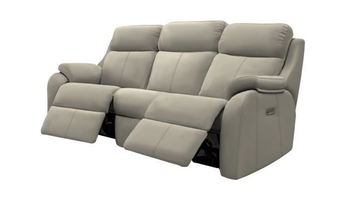 G Plan Kingsbury Leather 3 Seater Curved Sofa Power DBL Recliner Headrest Lumbar