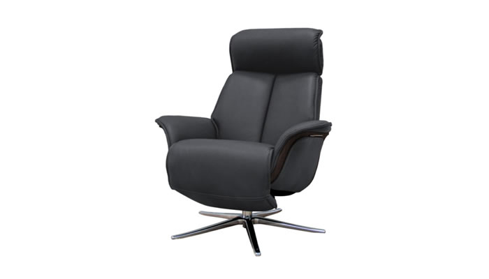 G Plan Oslo Leather Power Chair Veneered Dark Upholstered Sides