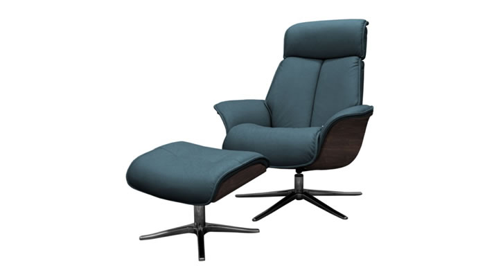 G Plan Lund Leather Chair Dark Veneered Side & Stool