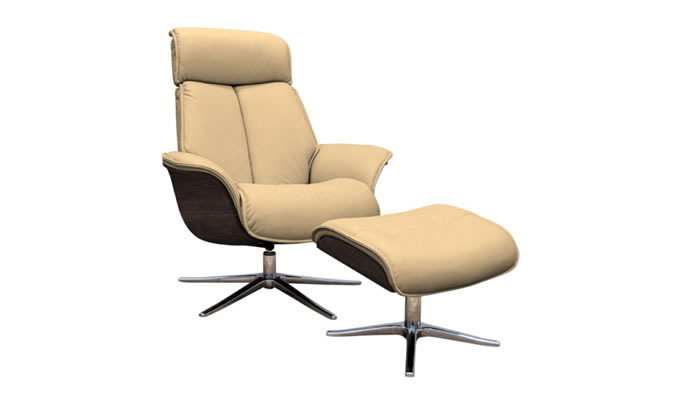 G Plan Lund Leather Chair Dark Veneered Side & Stool