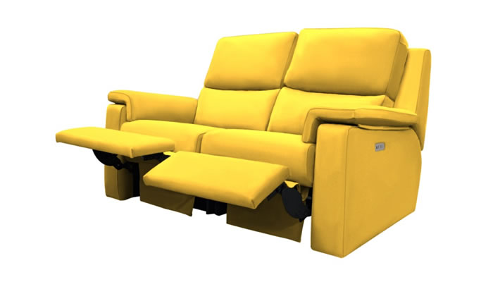 G Plan Harper Fabric Small Sofa Power Double Recliner Headrest Lumbar