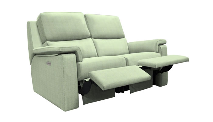 G Plan Harper Fabric Small Sofa Power Double Recliner Headrest Lumbar