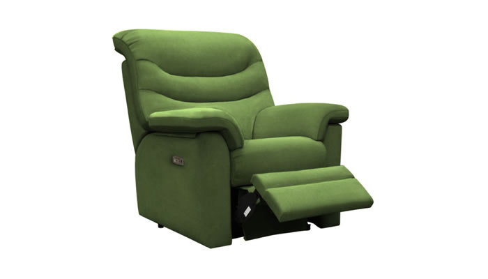 G Plan Ledbury Fabric Chair Power Recliner Headrest & Lumbar