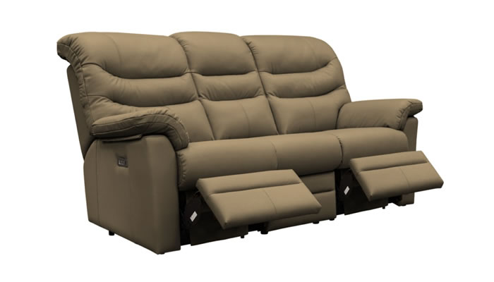 G Plan Ledbury Leather 3 Seater Power Double Recliner Headrest & Lumbar