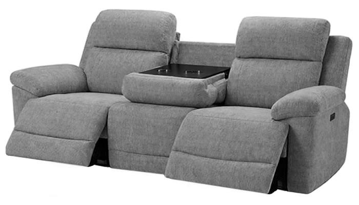 4 Somerset 2.5 Seater Power Recliner with Table in Grey